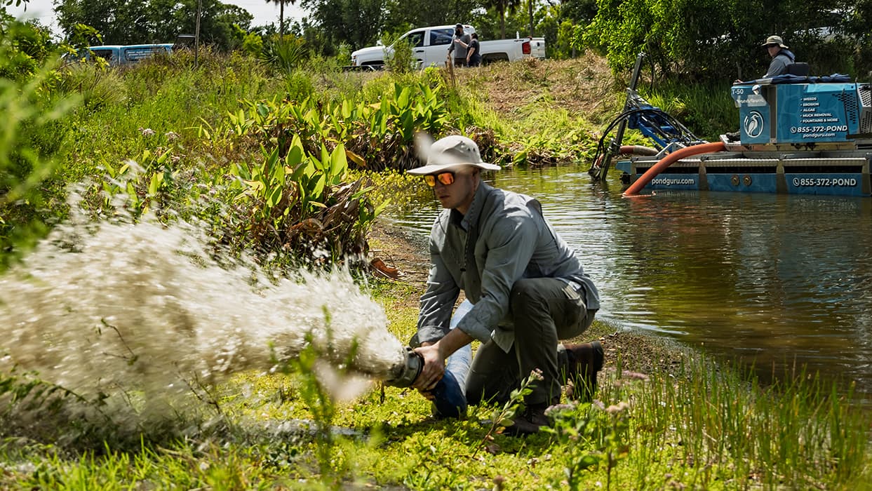 pond muck cleaning, muck removal