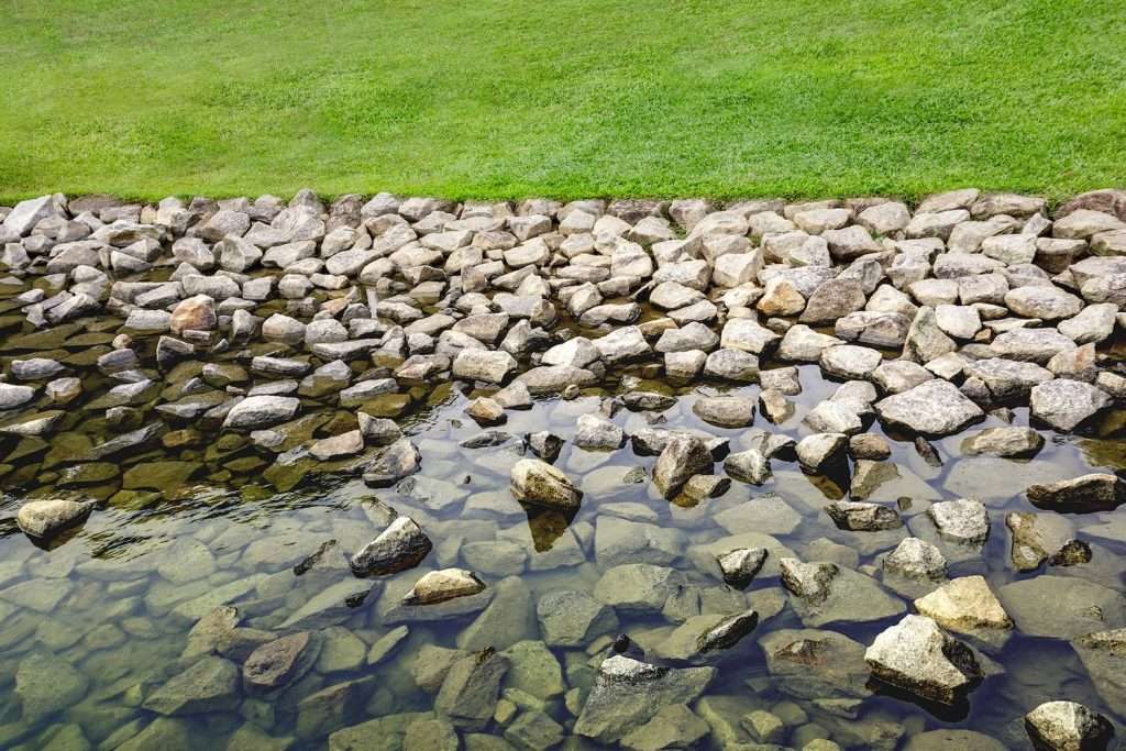 rip rap rock for pond shoreline